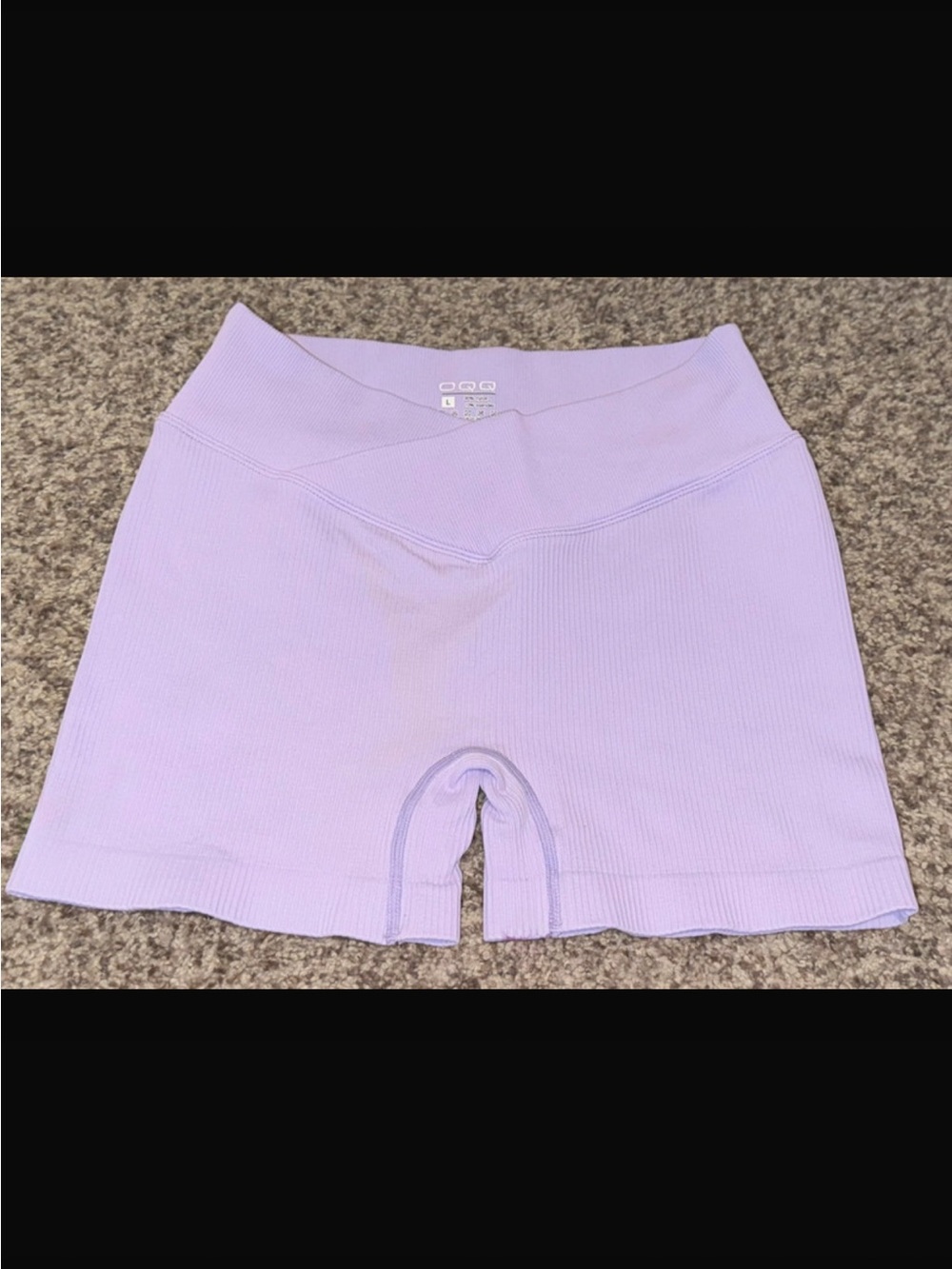 Ribbed High-Waist Bike Shorts in Lilac